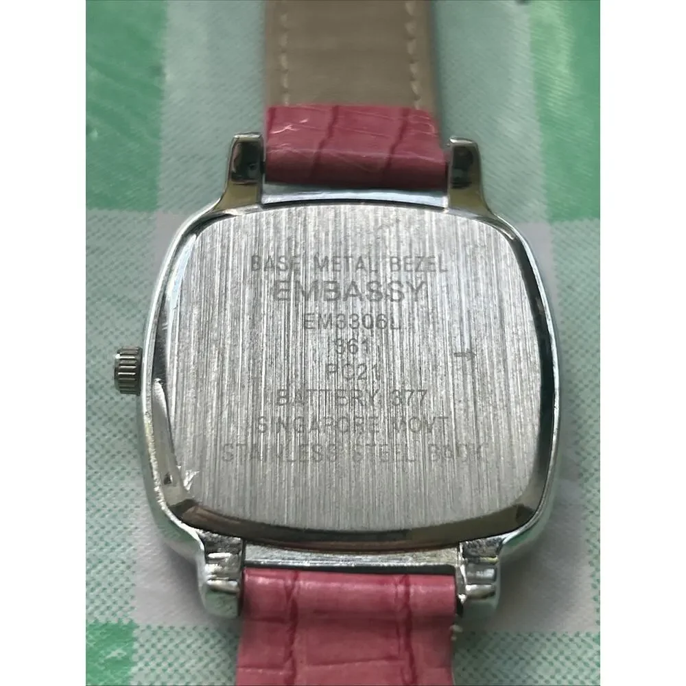 Embassy By Gruen Silver Tone Pink Band Women’s Quartz Watch